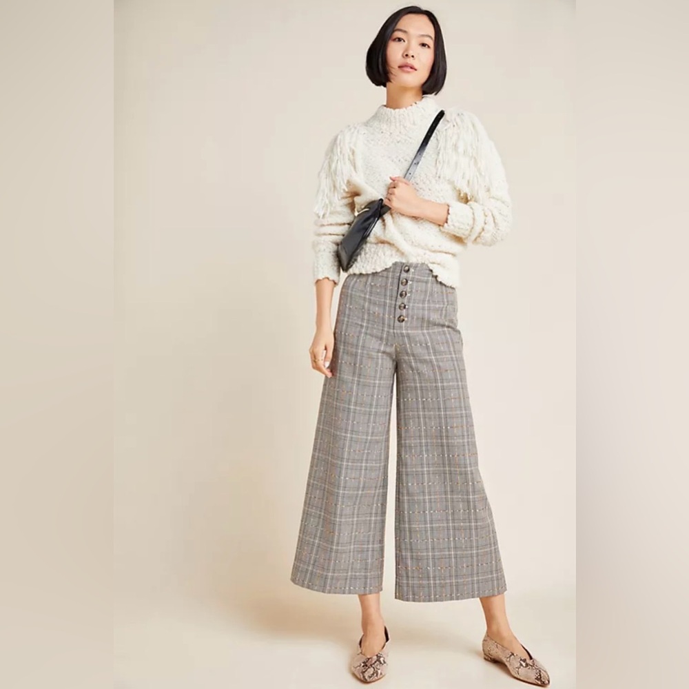 Anthropologie Roma Plaid Chenille Trousers